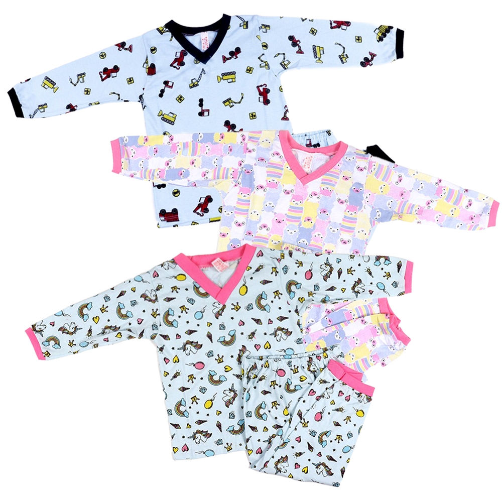 Kit 3 Pijamas Infantil Roupa de dormi Menino Menina Estampado Algodão