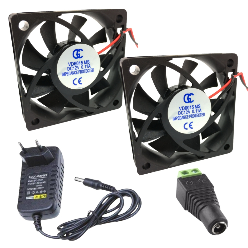 Kit C/ 2 Micro Ventilador Ventoinha Cooler 60x60x15 C/ Fonte Bivolt em Oferta na Shopee