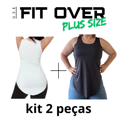 Kit 2 camisetas fitness PLUS SIZE - básica - tapa bumbum - academia - crossfit - fit over em Oferta na Shopee