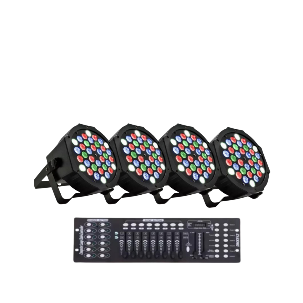 Kit 4 Canhao Refletor Iluminação 36 Leds Rgbw + Mesa DMX