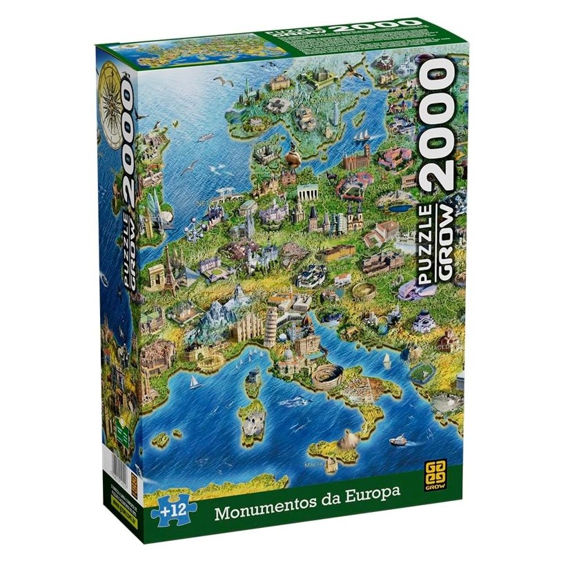 Quebra-cabeça 2000 Peças Monumentos da Europa - Grow