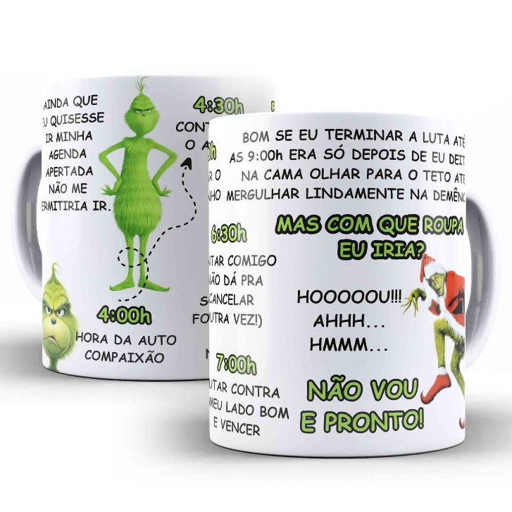 Caneca Porcelana Grinch Agenda Não Vou