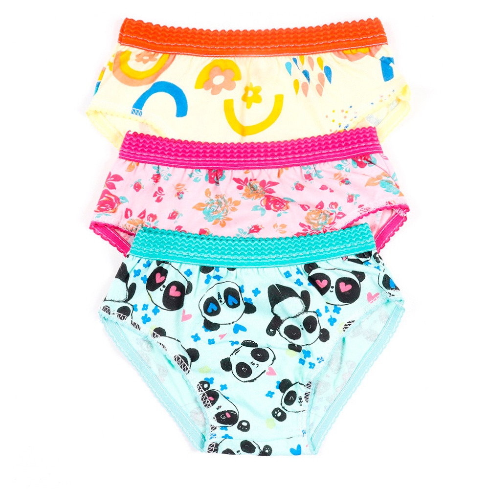 Kit 3 Calcinhas Infantil Cós Elástico 100% Algodão Estampado Antialérgica Conforto