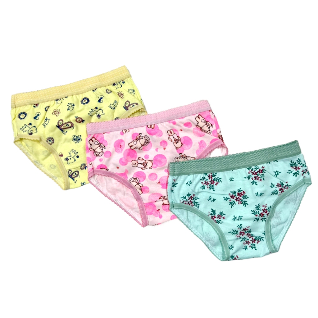 Kit 5 Calcinha Infantil Cós Elástico Estampa Sortidas Algodão Dia a Dia