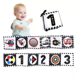 Livro De Pano Macio Para Bebês Alto Contraste Preto E Branco Sensorial Brinquedos De Pequeno Porte