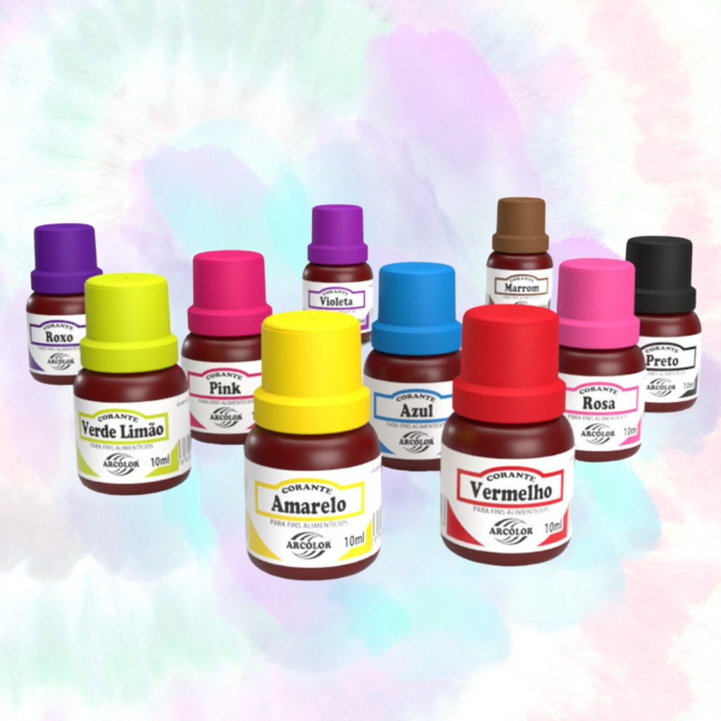 Kit Corante Líquido 10ml Várias Cores C/12 Unidades Arcolor em Oferta na Shopee