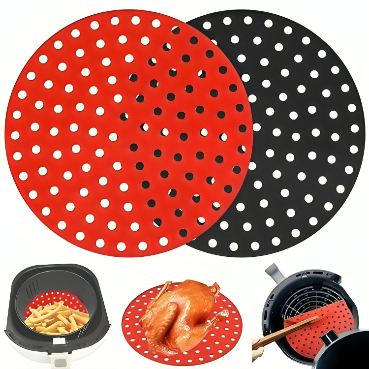 Forro Tapete De Silicone Forma Para Air Fryer Redondo Reutilivável  Lavável  Fritadeira Elétrica Multiuso Universal