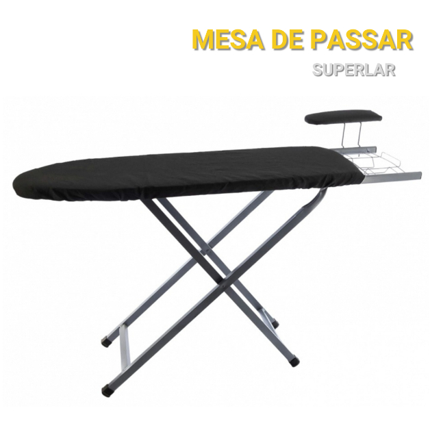 Mesa De Passar Roupa Em Aço Dobrável Com 3 Níveis De Altura Suporte Ferro E Passa Mangas Reforçada