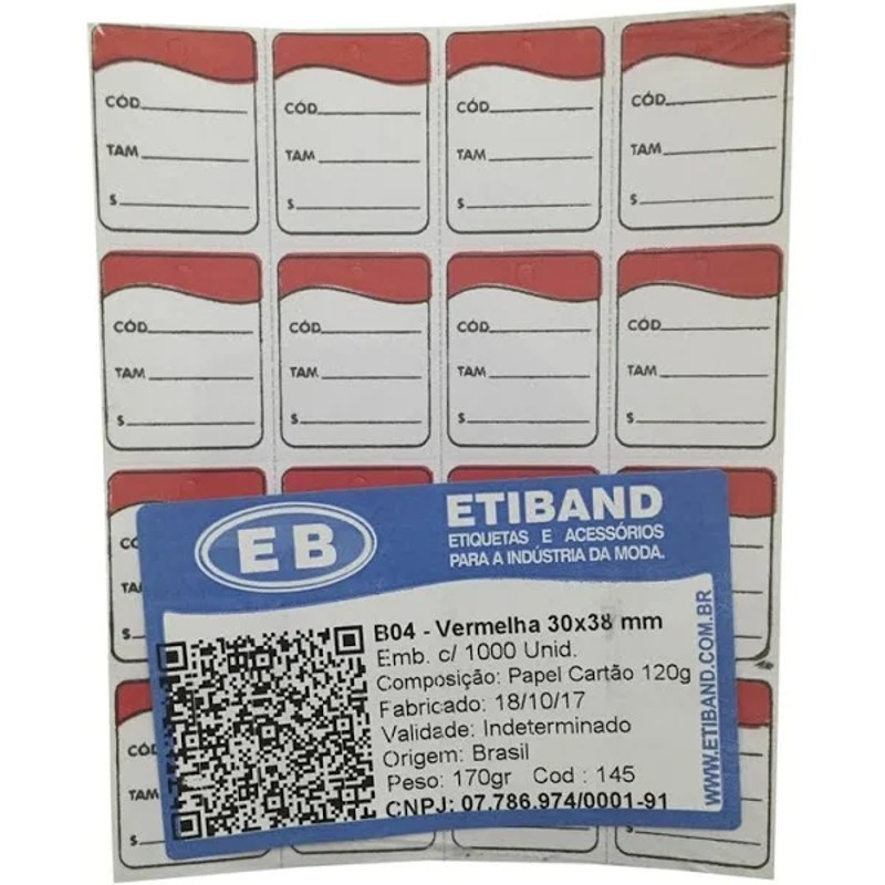 2000 etiquetas para roupas em papel 150g com furo e serrilha