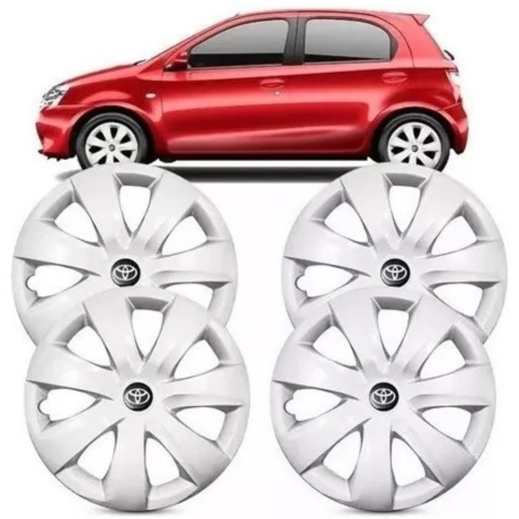 Jogo De 4 Calota Toyota Etios 2014 2015 Aro 14 Roda Ferro Ar1401pta Com Emblema
