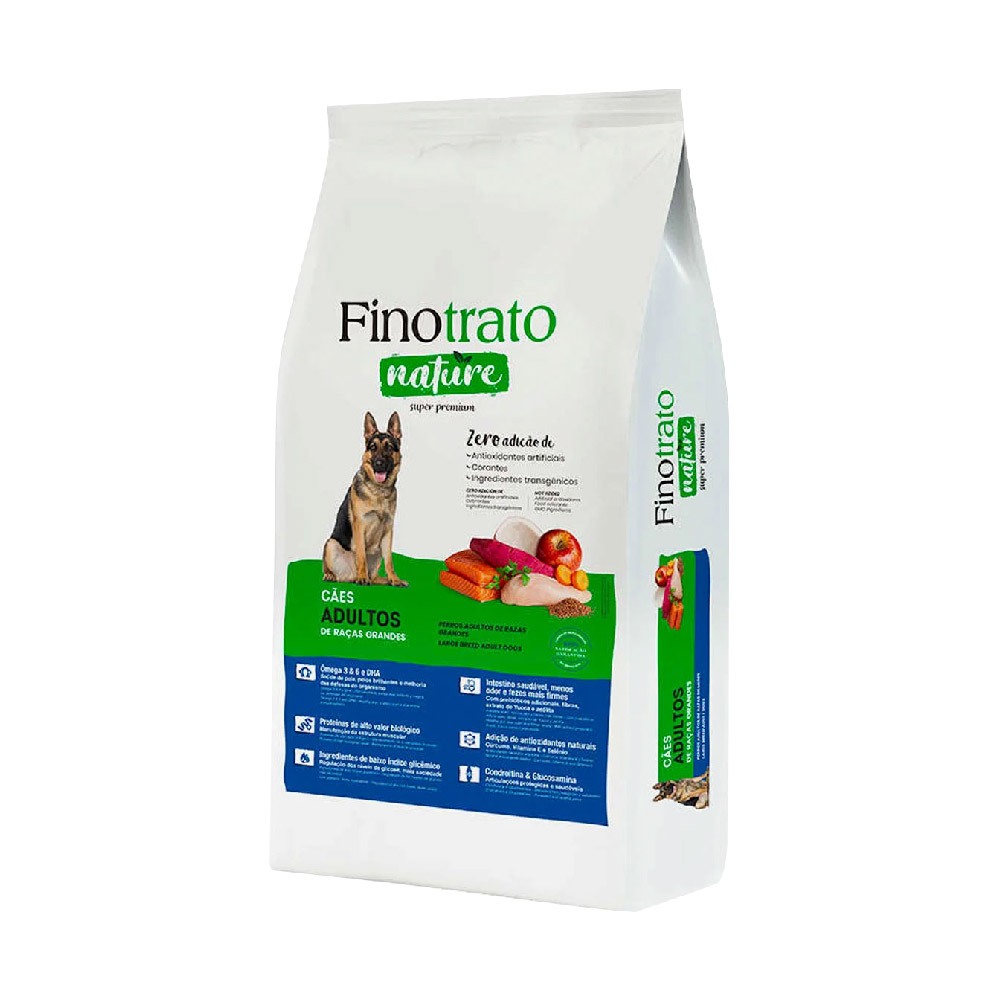 Ração Finotrato Nature Cães Adultos Raças Grandes Sabor Frango 15kg - Pets