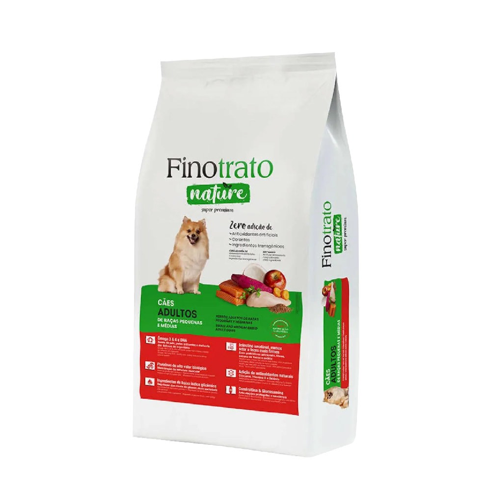 Ração Finotrato Nature Cães Adultos Raças Pequenas e Médias Sabor Frango 10,1kg - Pets