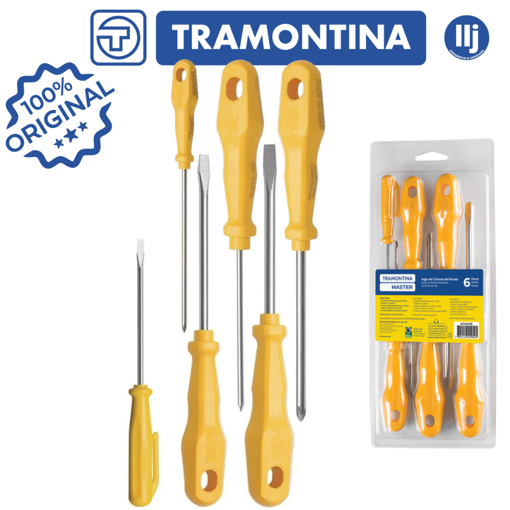 Kit Ferramenta Tramontina Jogo Chave Fenda e Philips 6 Peças Tramontina