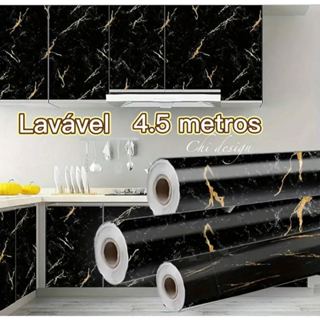 Papel De Parede Adesivo Mármore Preto D Lavável 4,5 METROS X 60CM Renove Seu Moveis Bancada Ambiente Cozinha Banheiro em Oferta na Shopee