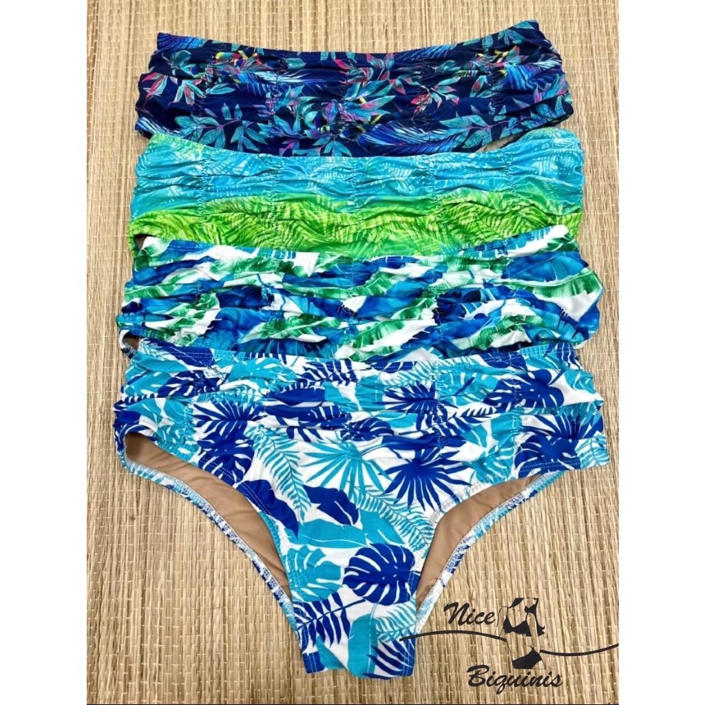 Calcinha de biquini alta super drapeada efeito lipo, plus size