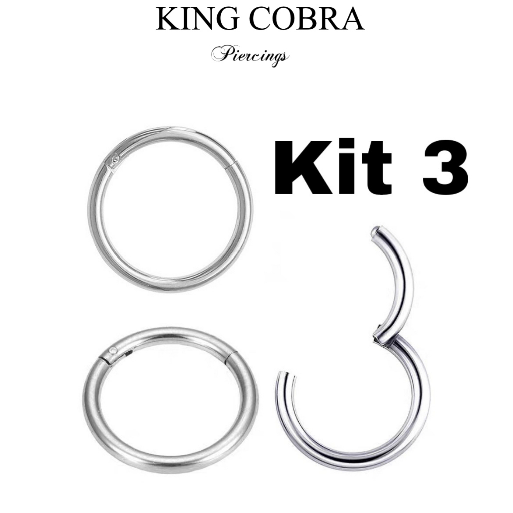 Kit 3 Piercing Argola Segmento Articulado Aço cirúrgico Nariz/helix KA201 em Oferta na Shopee