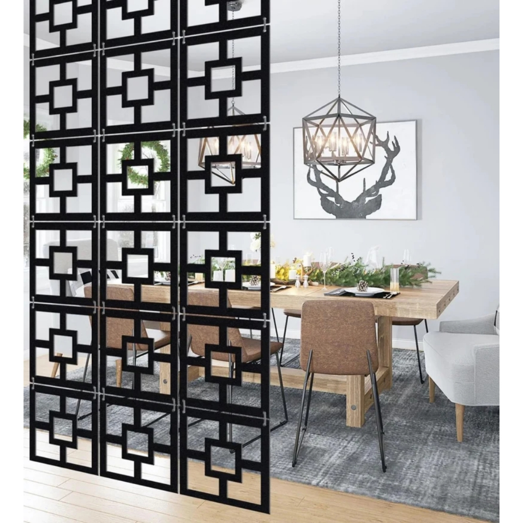Kit Placas Decorativas de Ambientes Painéis Cobogó Interno em MDF 3mm Preto 20cm x 20cm