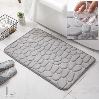 Tapete de banheiro decoração em relevo de paralelepípedos tapetes antiderrapantes em lavatório em Oferta na Shopee