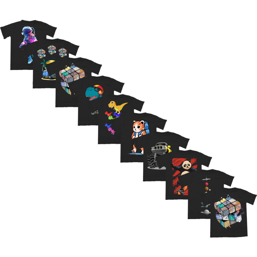 Kit 10 Camisa Infantil Estampadas Sortidas Básicas 100% Algodão Camisetas Masculina Premium 2 ao 14