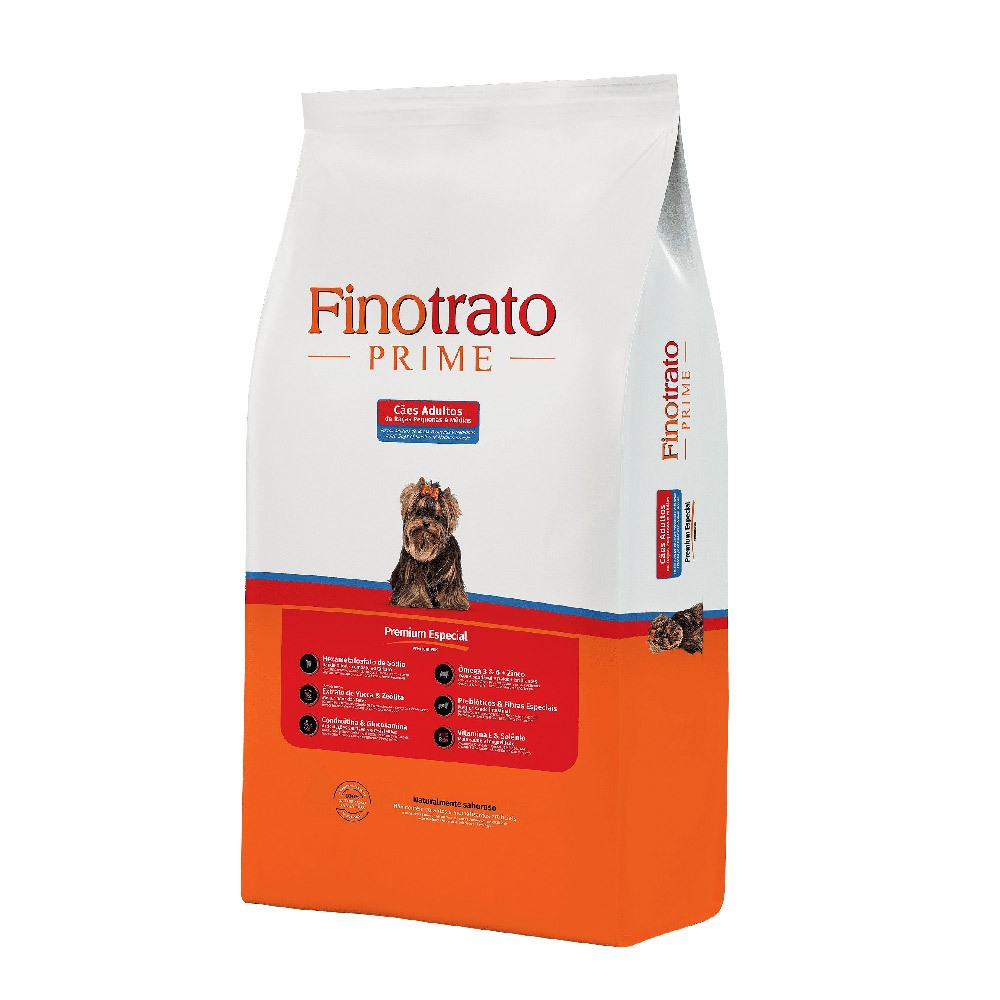 Ração Finotrato Prime Premium Especial Cães Adultos Raças Pequenas e Médias Sabor Frango e Cereais 10,1kg - Pets
