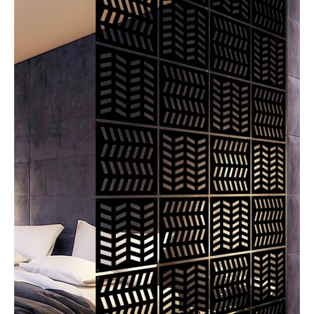 Kit Cobogó Placas Painéis Decorativos de Ambientes Divisórias em MDF 3mm Preto 20cm x 20cm