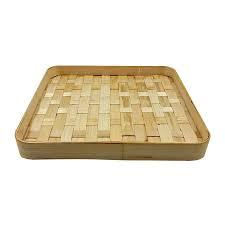Bandeja Quadrada Bambu Com Alça Para Café da Manhã e Decoração 29cm