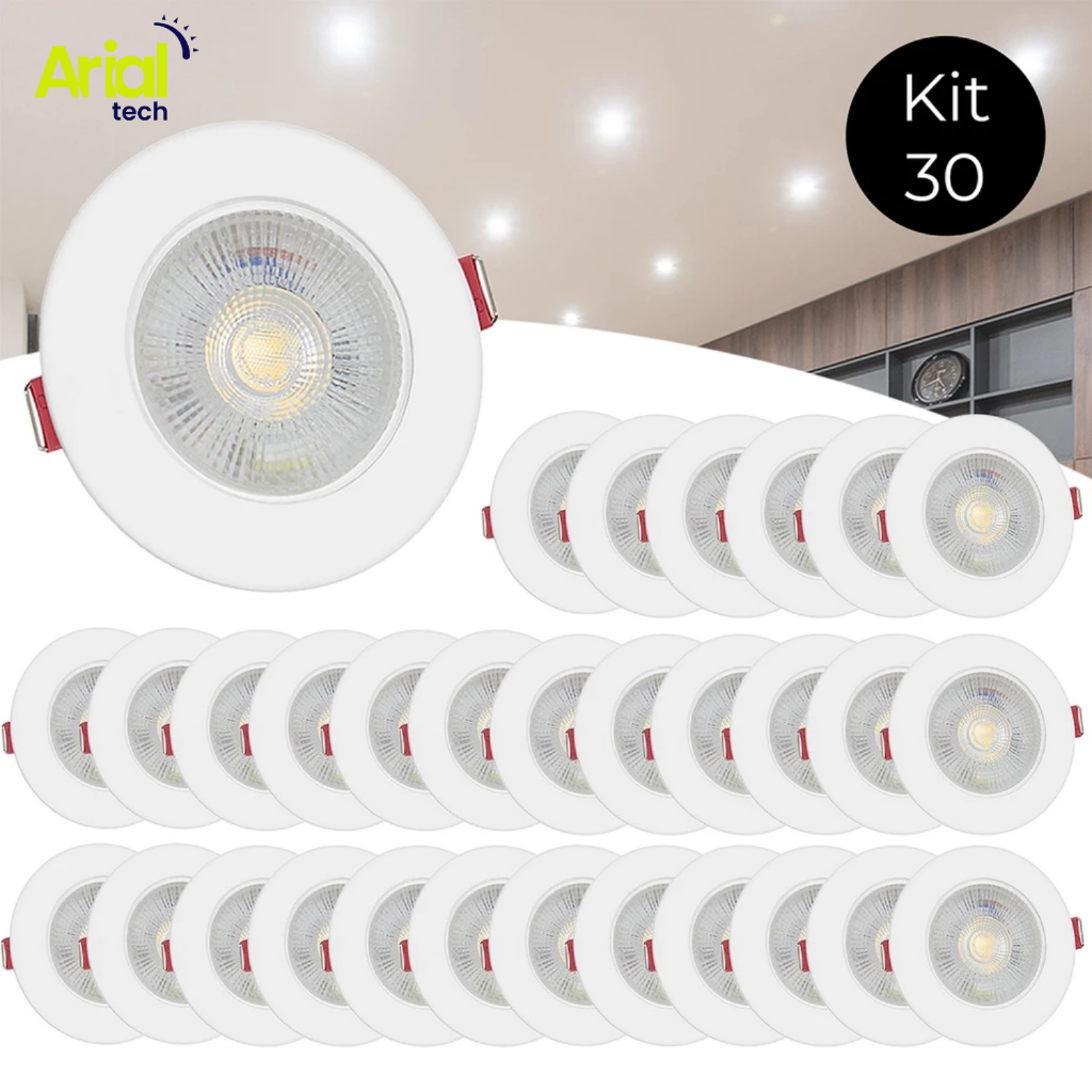 Kit 30 Spot Led Smd 7w Dicróica Direcionável Redondo Frio em Oferta na Shopee