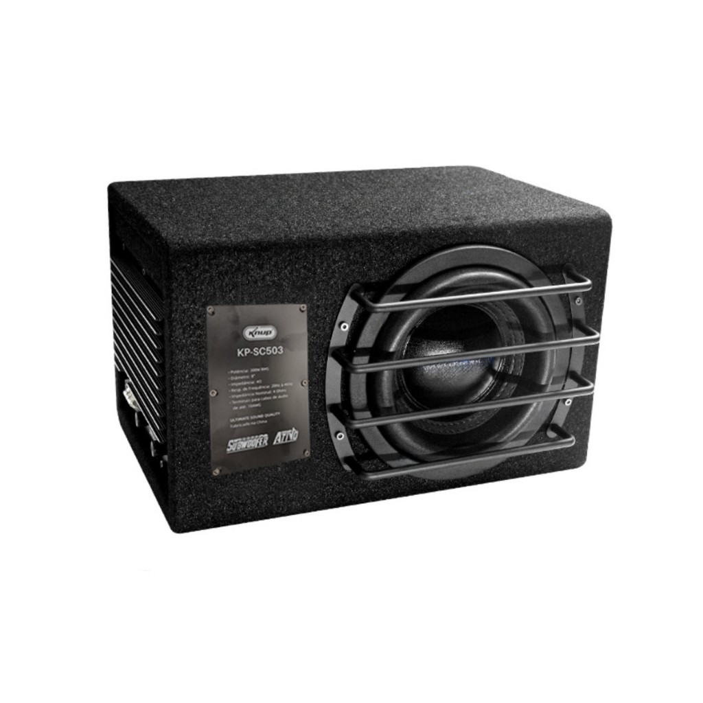 Subwoofer Ativo Caixa Som Automotivo Amplificador Graves intensos 300W RMS 8 Polegadas