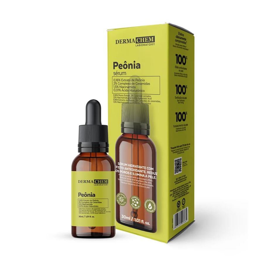 Sérum Facial Peônia Hidratante com Dfeito Antioxidante, Reduz os Poros, e Ilumina a Pele Dermachem