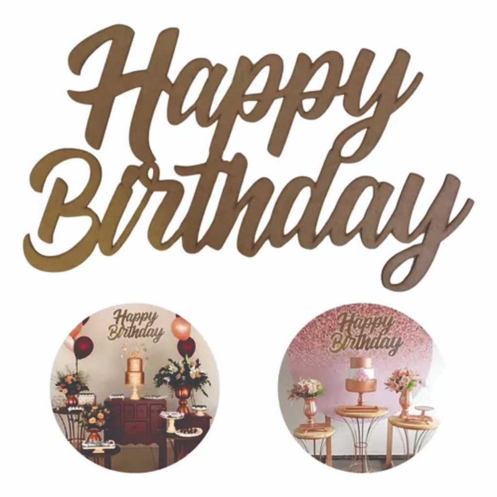 Palavra Happy Birthday Letreiro Festa 60x45 Aniversario Mdf