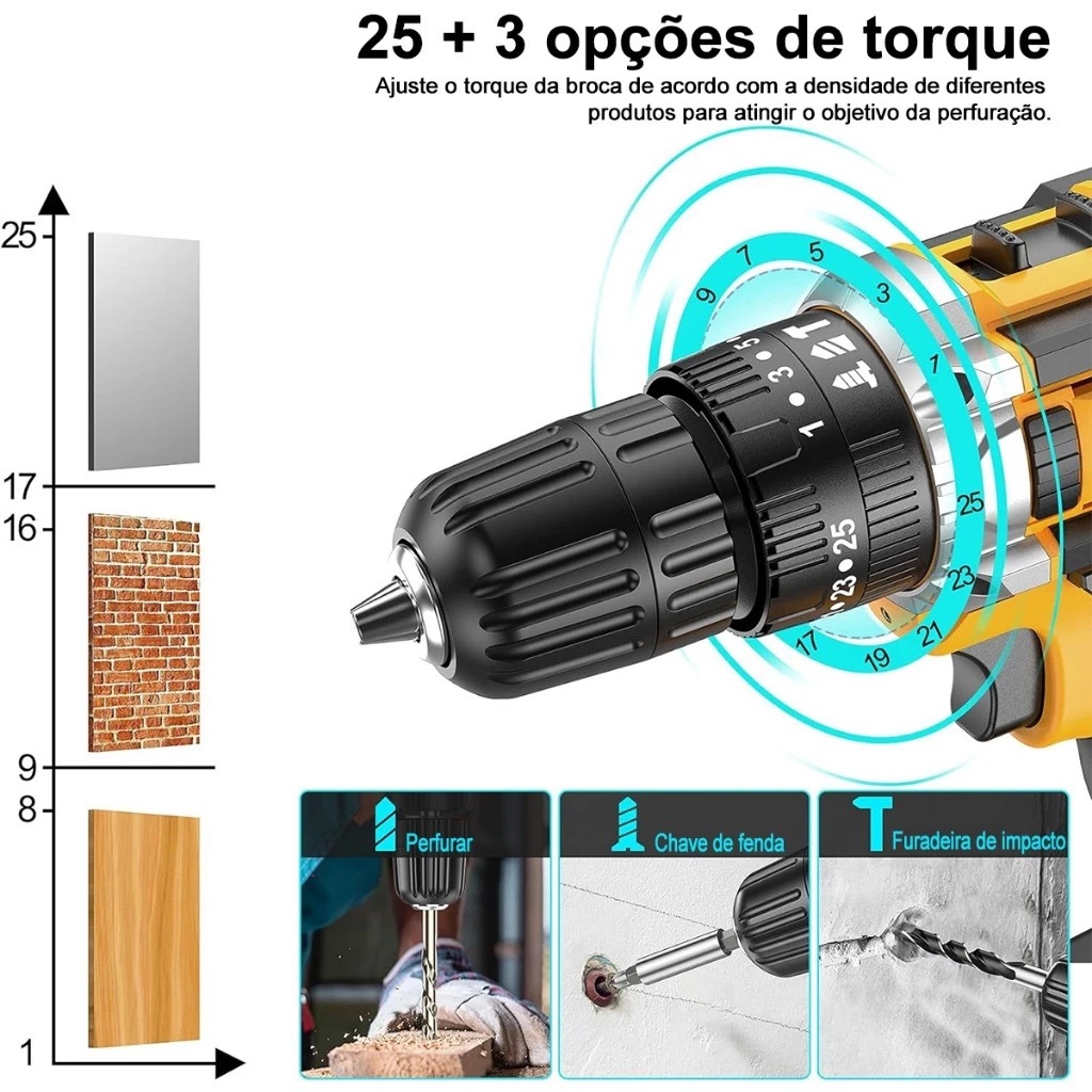 Parafusadeira Furadeira Sem Fio 48V Com 2 Baterias Maleta e Acessórios · foto 2