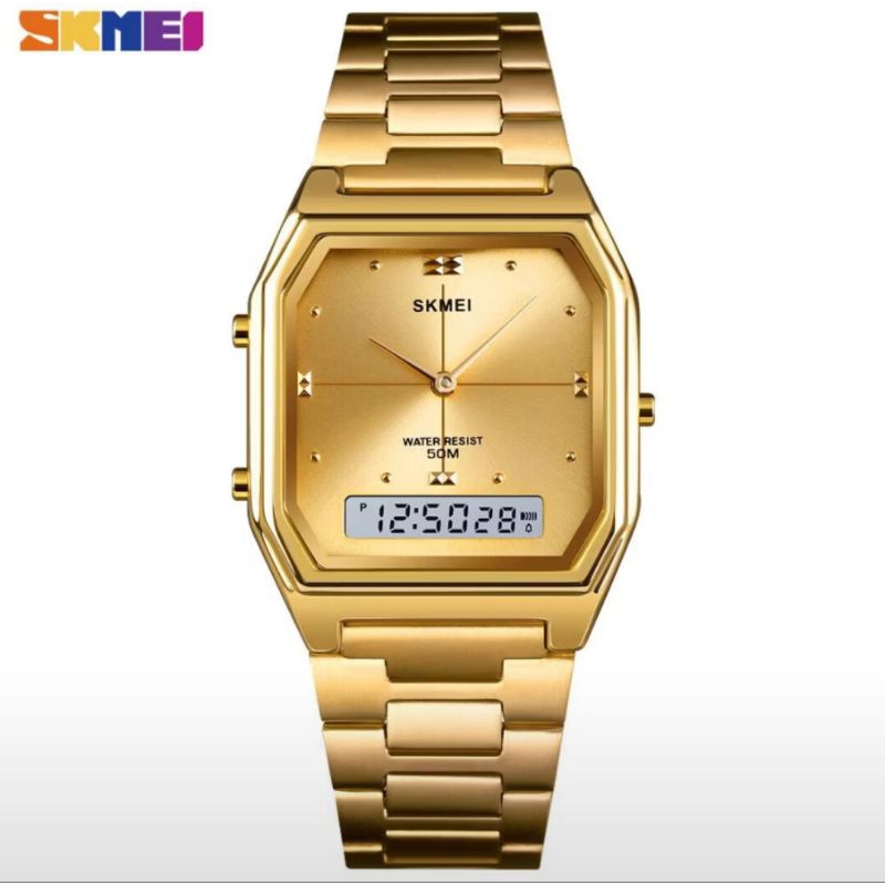 Skmei 1612 homens/mulheres de luxo quartzo esportivo digital de aço quadrado. Envio imediato!!!