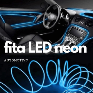 Fita LED Neon Automotiva 5 Metros ou 2 Metros para Painel Interno Carro Interior Cores Iluminação