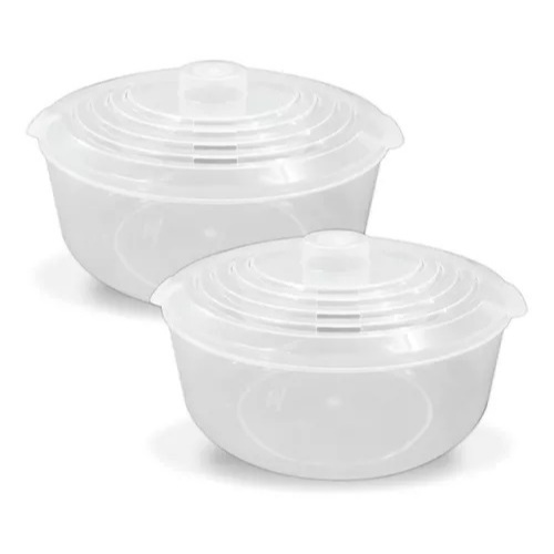 2 Panelas P/ Microondas Multiuso Faz Arroz Legumes Pipoca