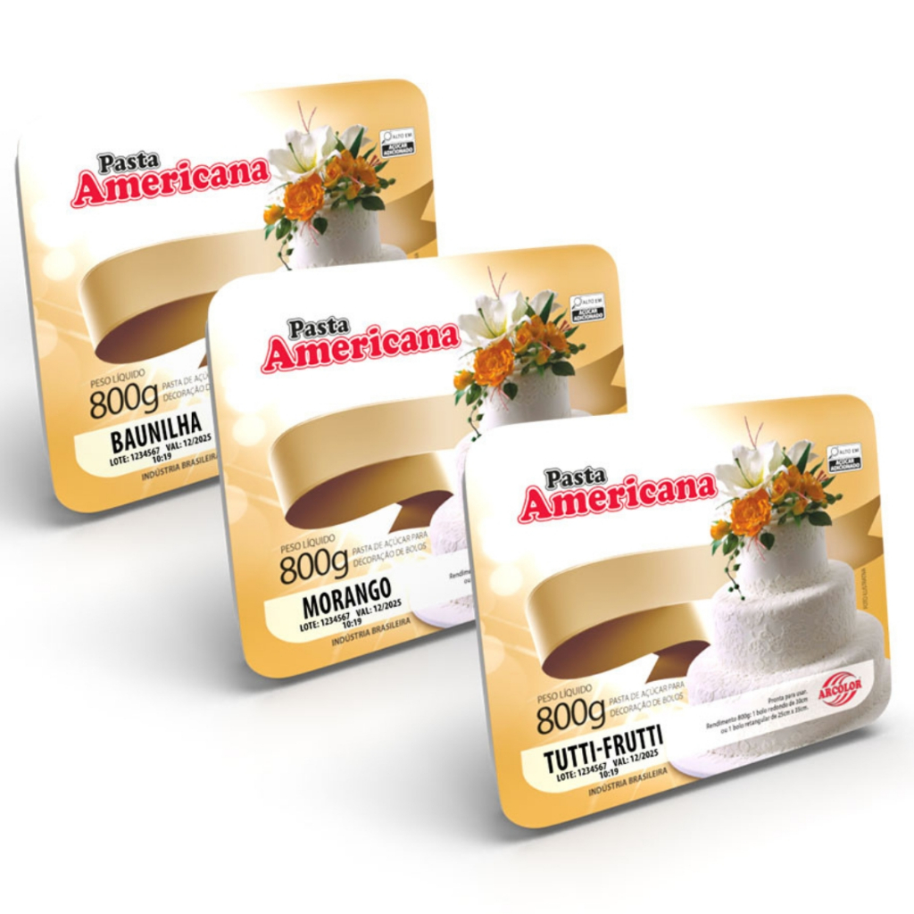 Pasta Americana Arcolor 800g • Sabores Variados • Ideal para Cobertura e Modelagem