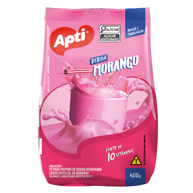 KIT COM 4 PÓ PARA O PREPARO DE BEBIDA SABOR MORANGO 400g APTI em Oferta na Shopee