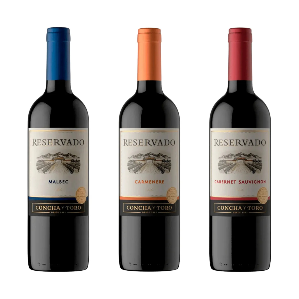 Kit 3 Vinhos Concha Y Toro Malbec Cabernet Sauvignon e Carmenere 750ml - Food & Beverages