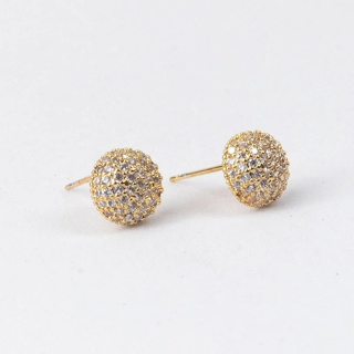 Brinco Meia Esfera Cravejado com Zircônia Presente Mulher Sofisticado Casual em Oferta na Shopee