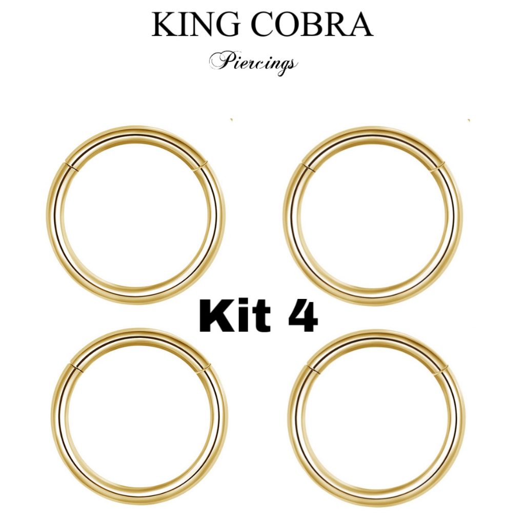Kit 4 Piercing Argola Segmento Articulado Aço cirúrgico Nariz/helix KA205