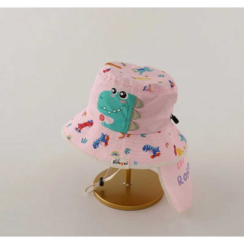 Bucket Chapéu  de Sol para Bebes com Proteção UV Caps. de Pescador pá criança  dinossauro Unissex.