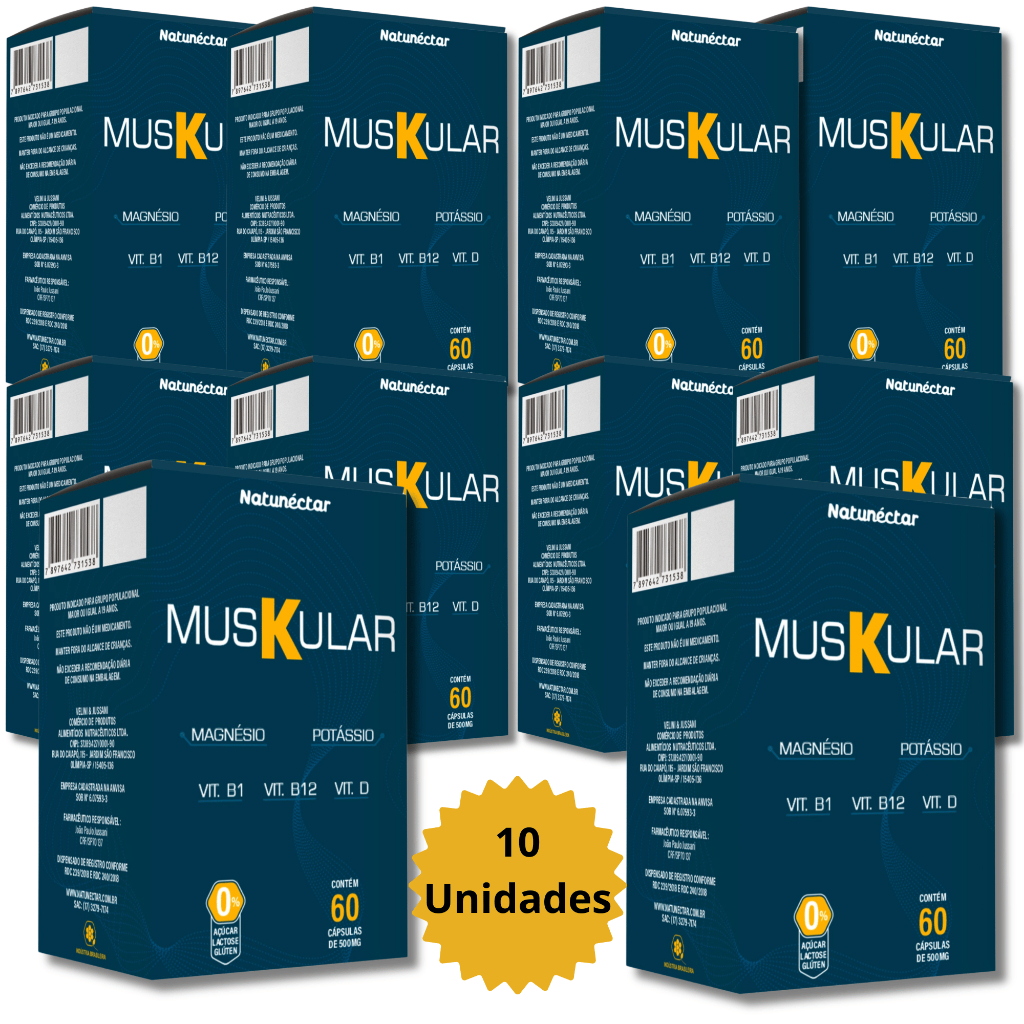 Kit Combo 10X Muskular Potássio, Magnésio, Vitamina D, B1 e B2 60 Cápsulas - Natunéctar