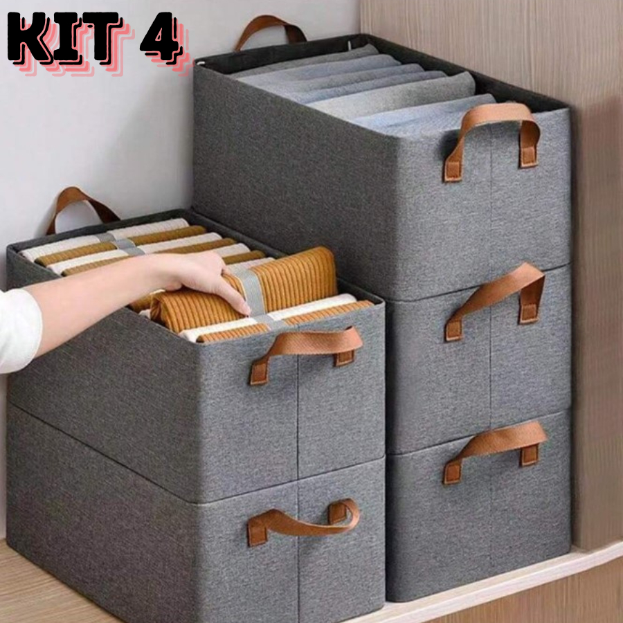 kit 4  Grande Caixa Organizador De Calça Jeans de Armazenagem De Roupas arrumado Separador De Roupa