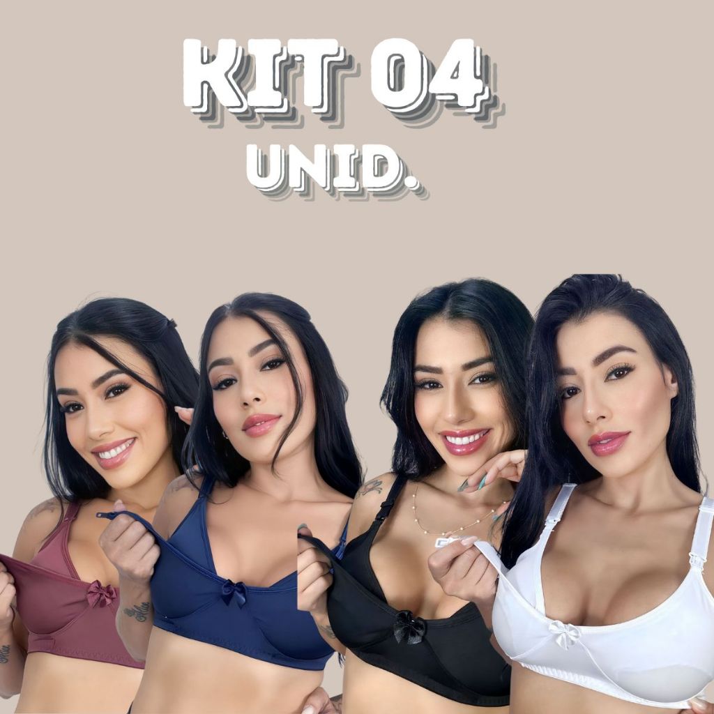 Kit com 4 unidades de Sutiã Amamentação em MICROFIBRA para Pós Parto Maternidade em Oferta na Shopee
