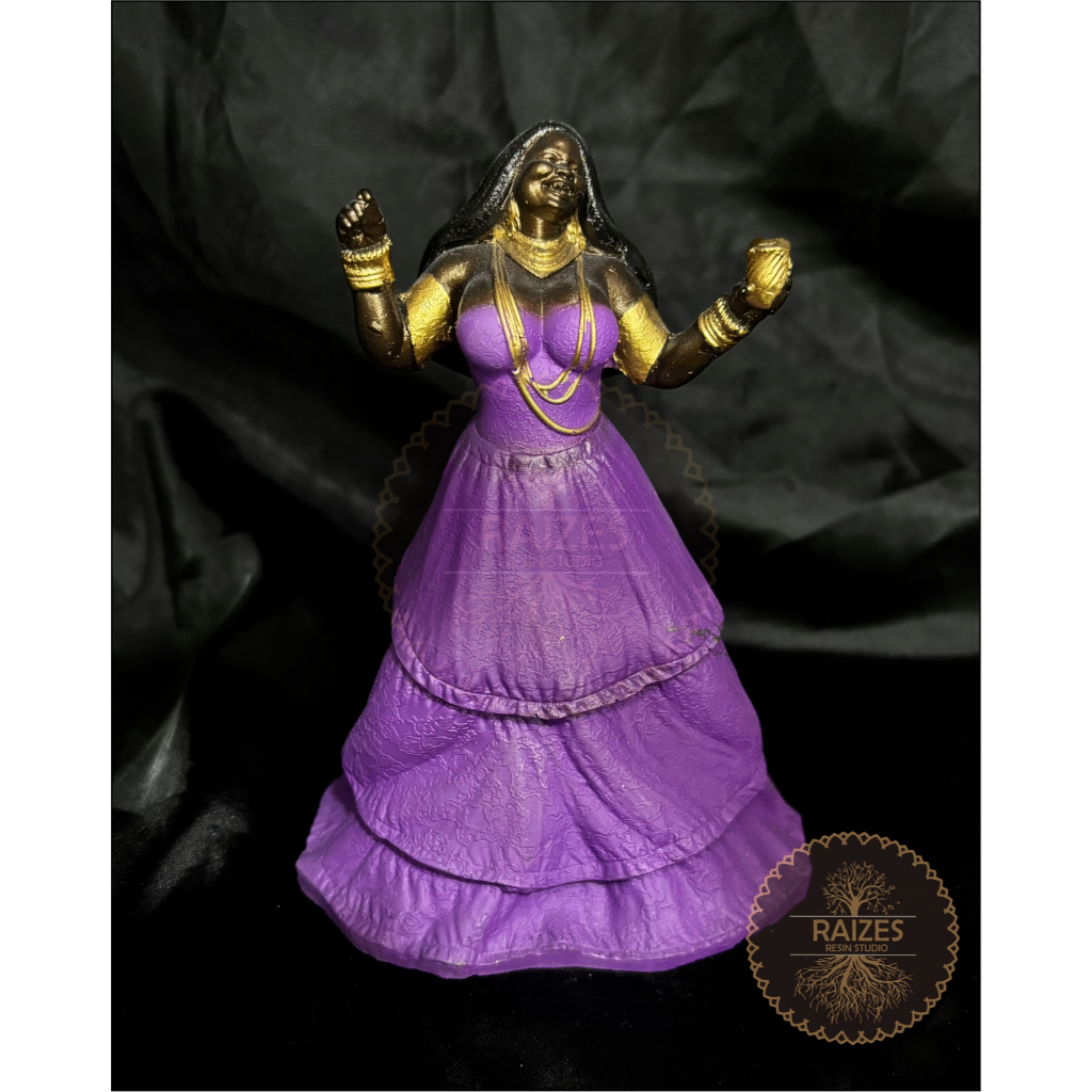 Estátua/Escultura Imagem Miniatura Pombagira Maria Mulambo Vestido Roxo