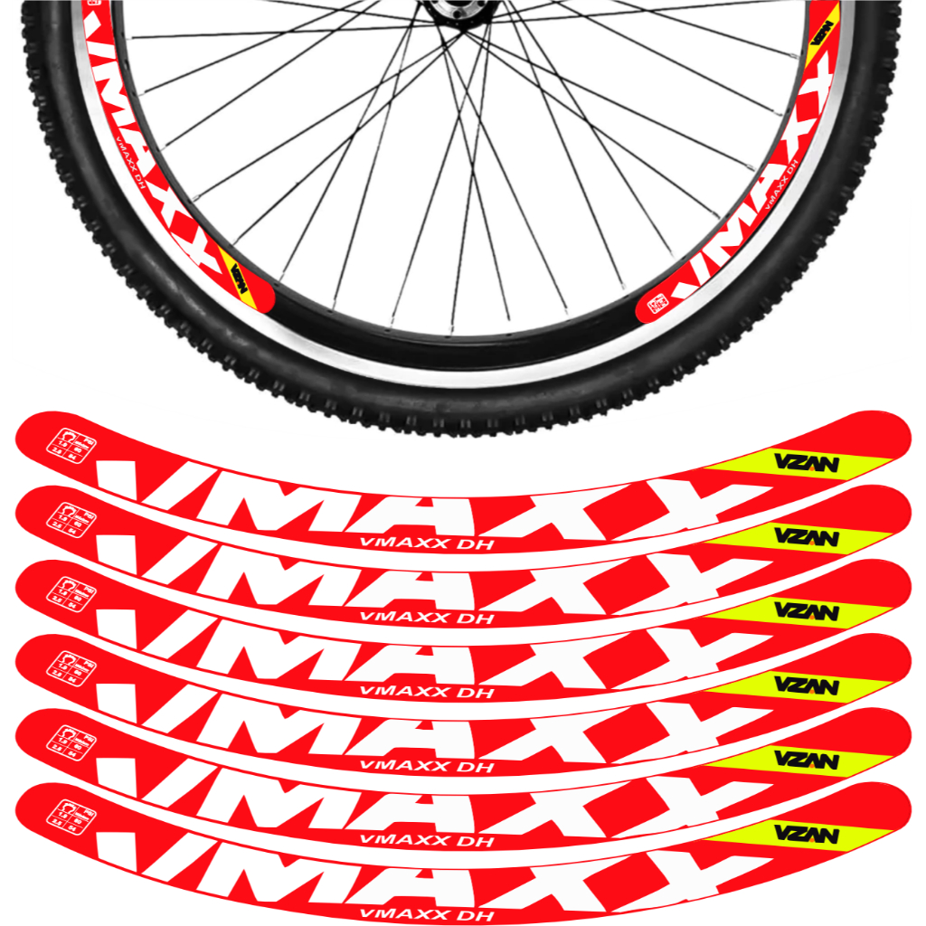 Kit 12 Adesivos Vmaxx Roda Bike 2023 Freio Vbrake Bicicleta Ciclismo Aro 24 26 29 Vermelho