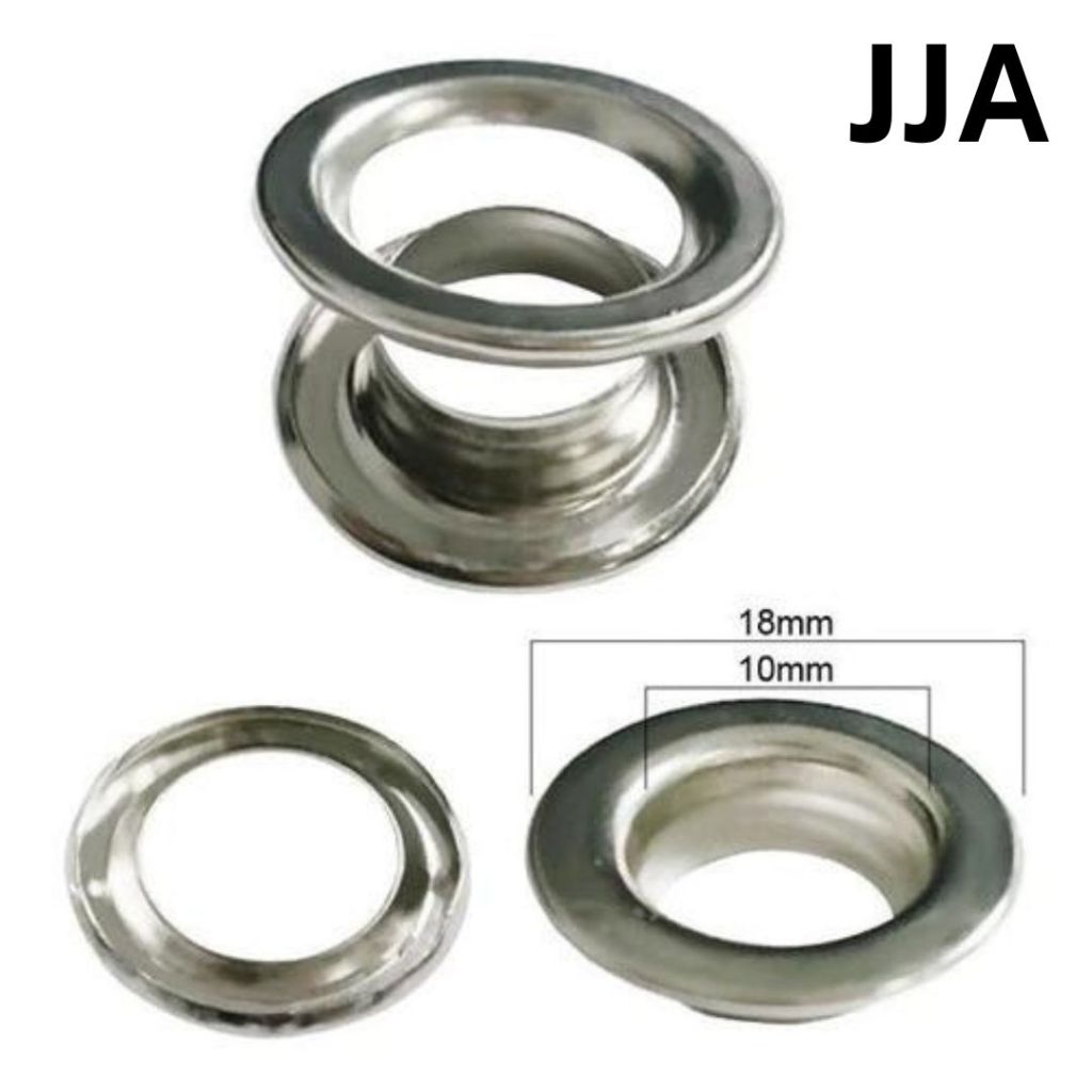 Ilhós Nº 0 com Arruela (Ferro) Niquelado – Toldos, Lonas, Banners – 500 Ilhoses + 500 Arruelas – JJA Metais