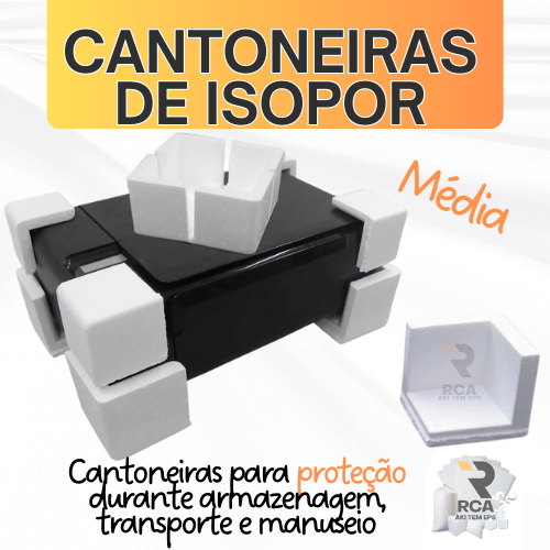 Kit com 4 Caixas Cantoneiras de Isopor EPS Média para proteção transporte e armazenamento