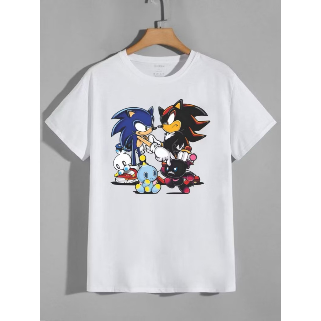 Camiseta Sonic e Shadow Infantil Personagens Filme Jogo Game 04 ao 16 Game Jogos Online Camisa algodão