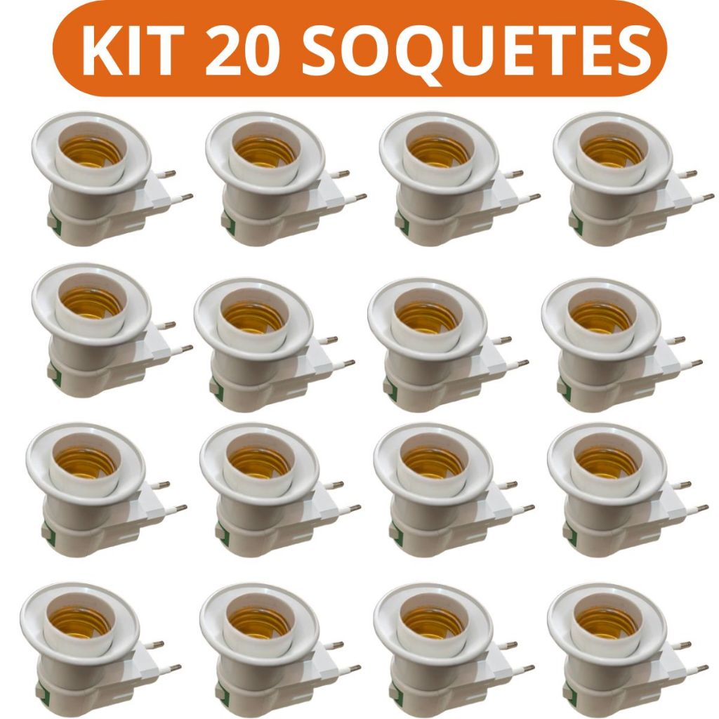 Kit 20 Soquete Bocal P/lâmpada E27 Tomada Botão Liga Desliga Tomada de Lampada Chave e Liga  Desliga