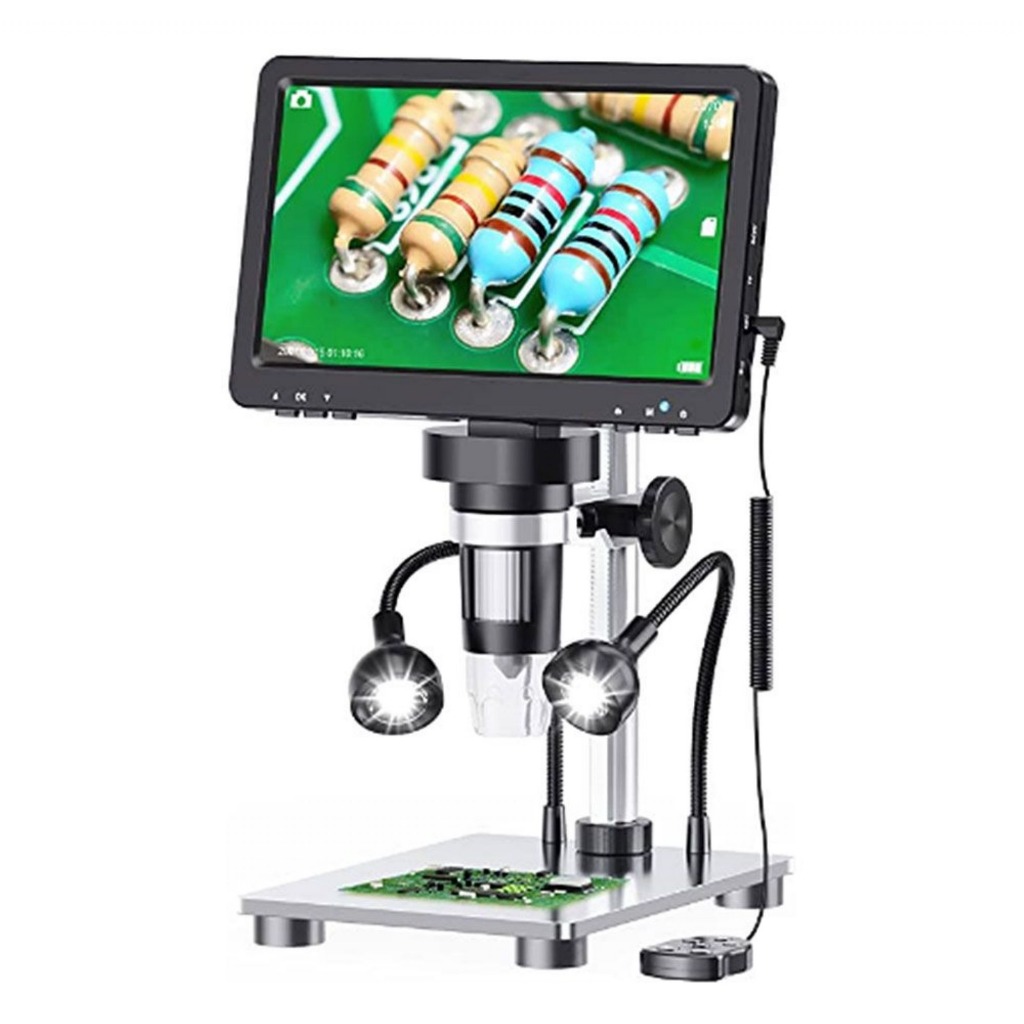Microscópio Digital 1200X Com Bateria Recarregável e Controle Com Fio Tela LCD De 7 Polegadas